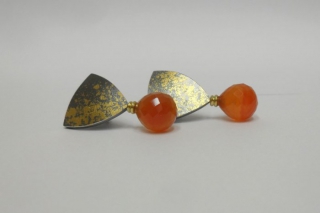 Ohrstecker Silber/Feingold und Karneol