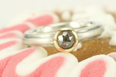 Verlobungsring Sterlingsilber, Gelbgold, Diamantrose